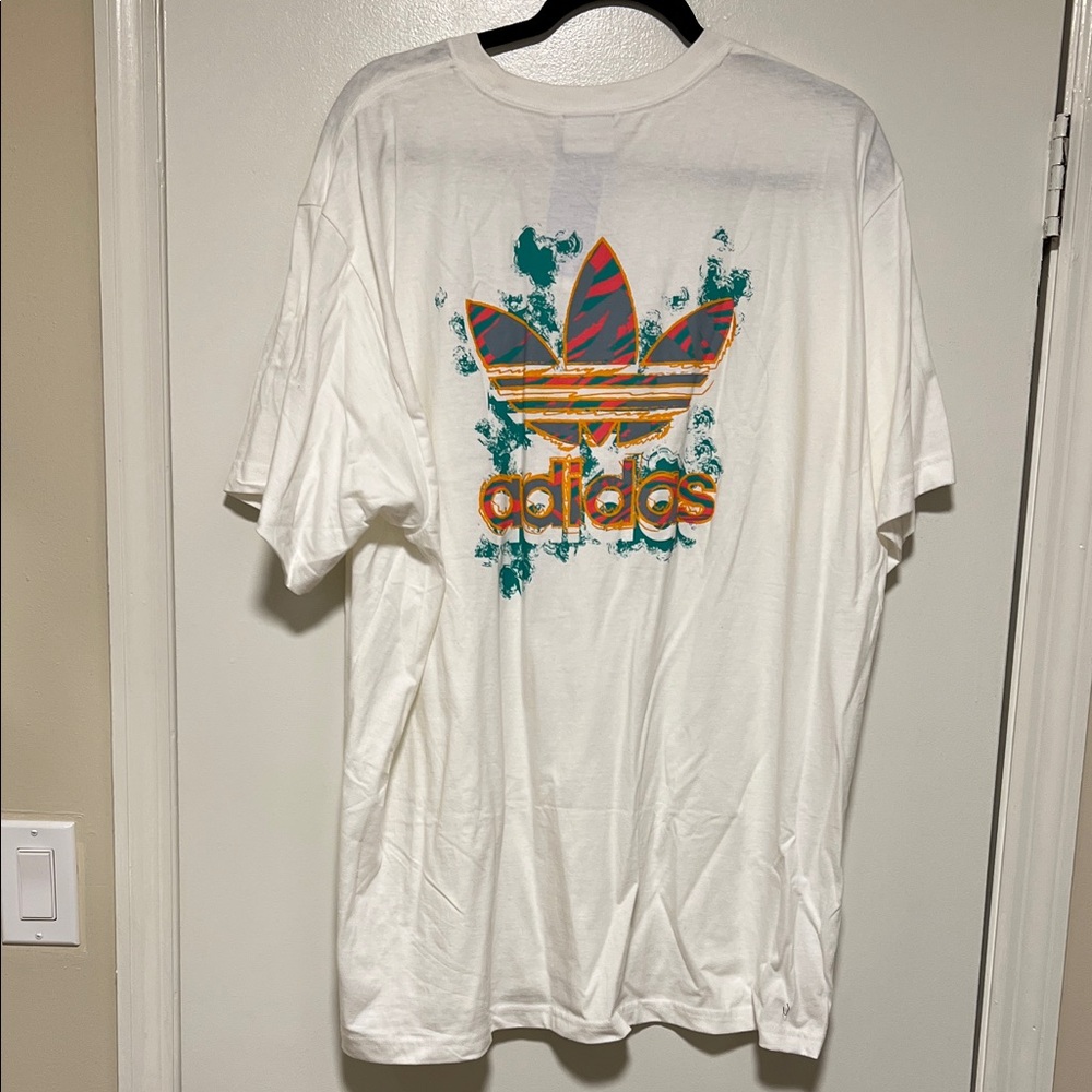 Adidas White Tee with Multicolor Tre Puff Graphic